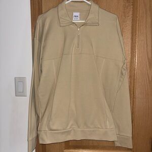 Zara Men's Tan Half-Zip Sweater